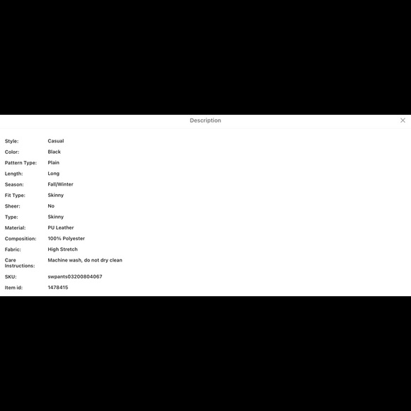 PLUS SIZE BLACK PU SKINNY PANTS - Picture 6 of 7